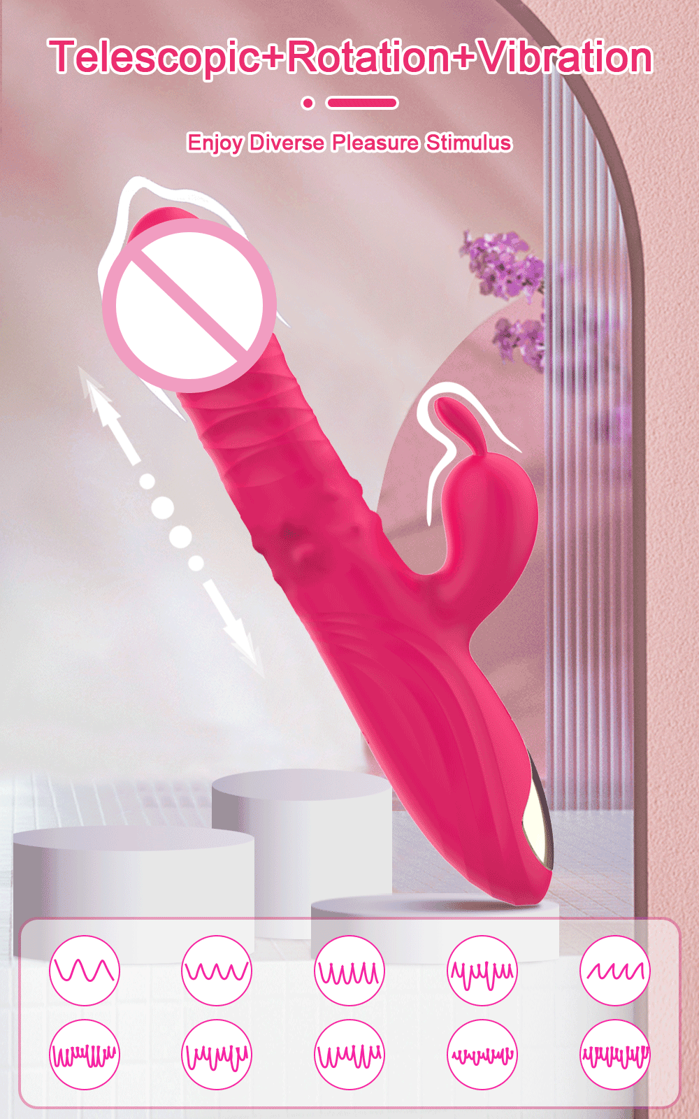 Rabbit Vibrator For Women Powerful G Spot Telescopic Rotating Clitoris Vagina Stimulator Female Masturbator For Adult Sexy Toys luvshop24