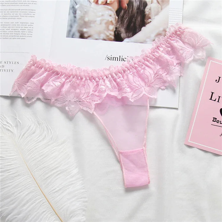 Lace Sexy Thongs Transparent Women's Underwear Cotton Crotch Hollow Out Traceless Panties Seamless Low Waist Seamless Briefs luvshop24
