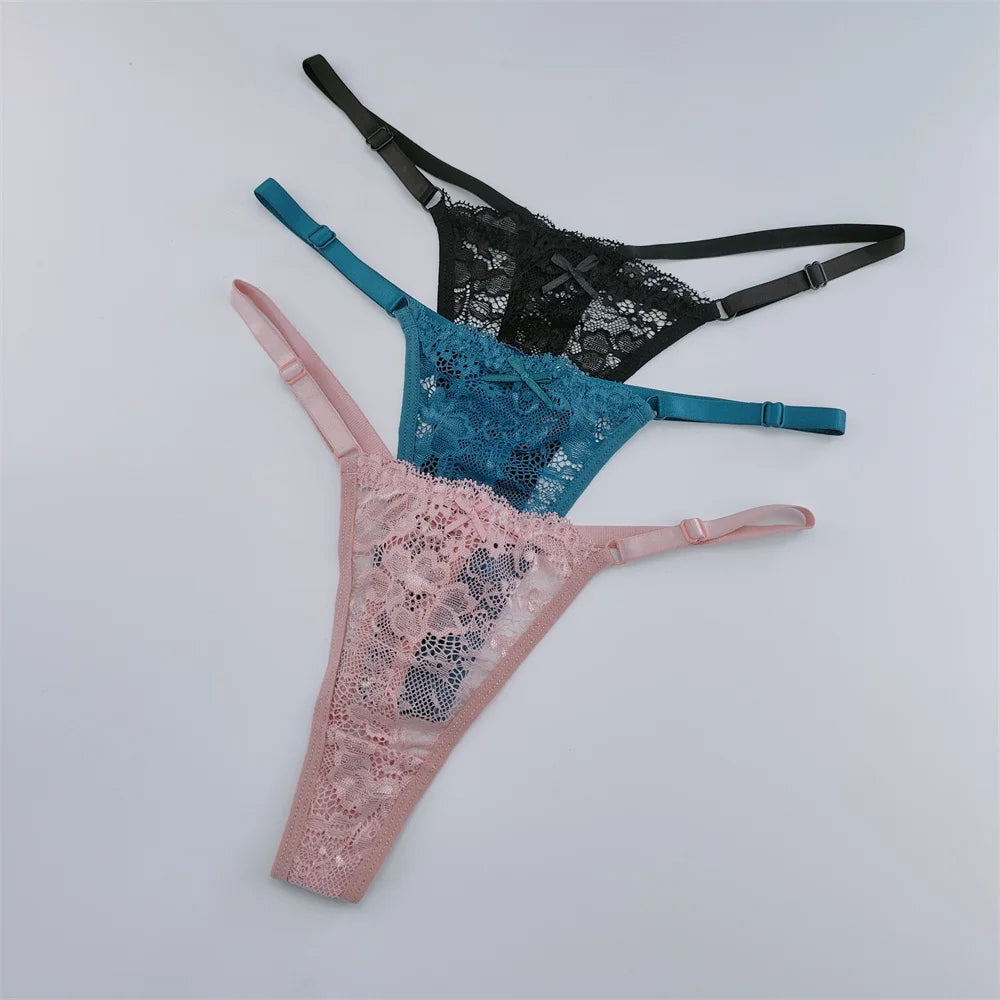 3Pcs/Set New Lace G-string Women's Sexy Underwear Low Waist Breathable Briefs Ladies Intimates Soft Thong Lingerie Fast Shipping luvshop24