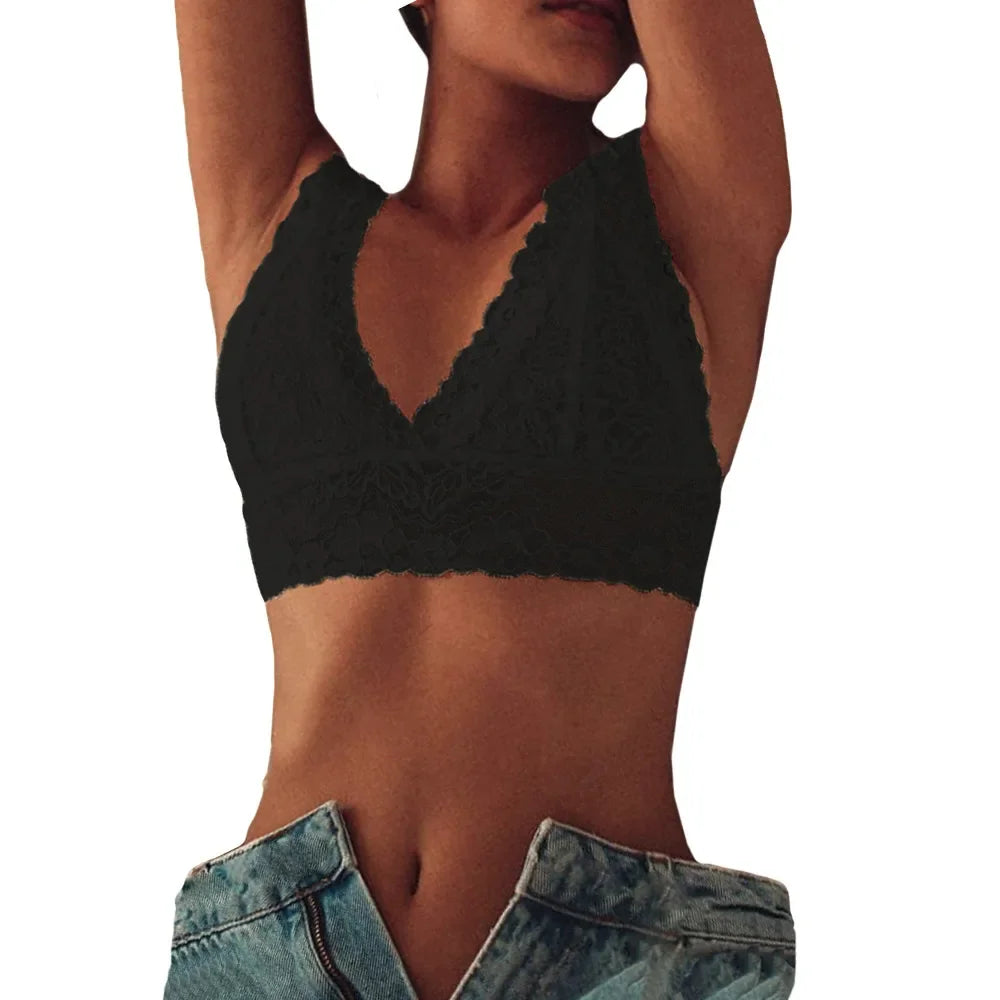 Sheer Lace Bra Tops Women Sexy Lingerie Corset Mesh Lace Bra Ladies Seamless Crop Underwear sexy bras for women langerie sexy luvshop24