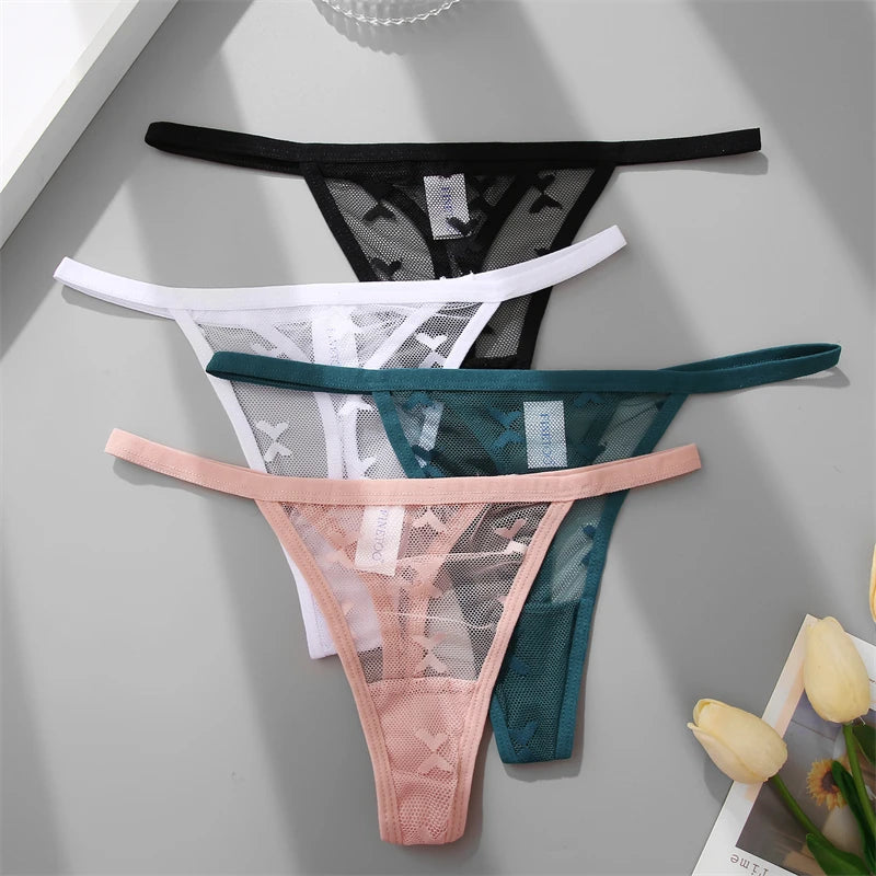 FINETOO Women Sexy Lace Thong Low Waist Hollow Out G-String Female Seamless Transparent T-Back Underwear Solid Intimates Panties luvshop24