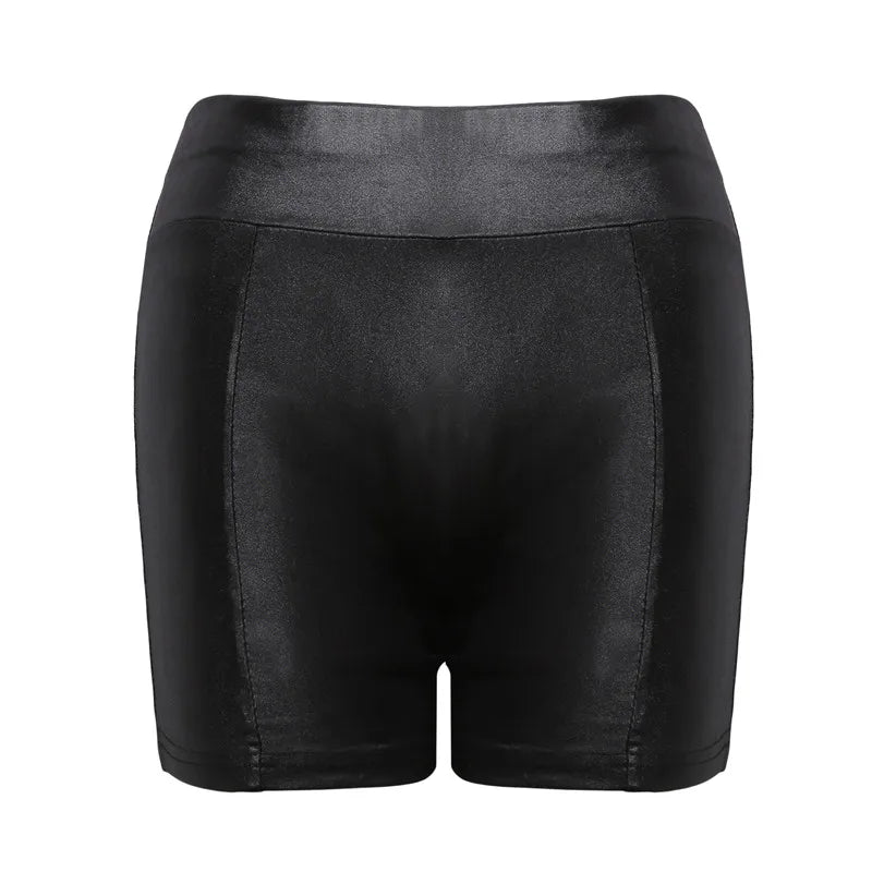 2024 Sexy Womens Shorts Shiny Elastic High Waist Shiny Faux PU Leather Short Pants Slim Hot Dance Clubwear Mini Shorts luvshop24
