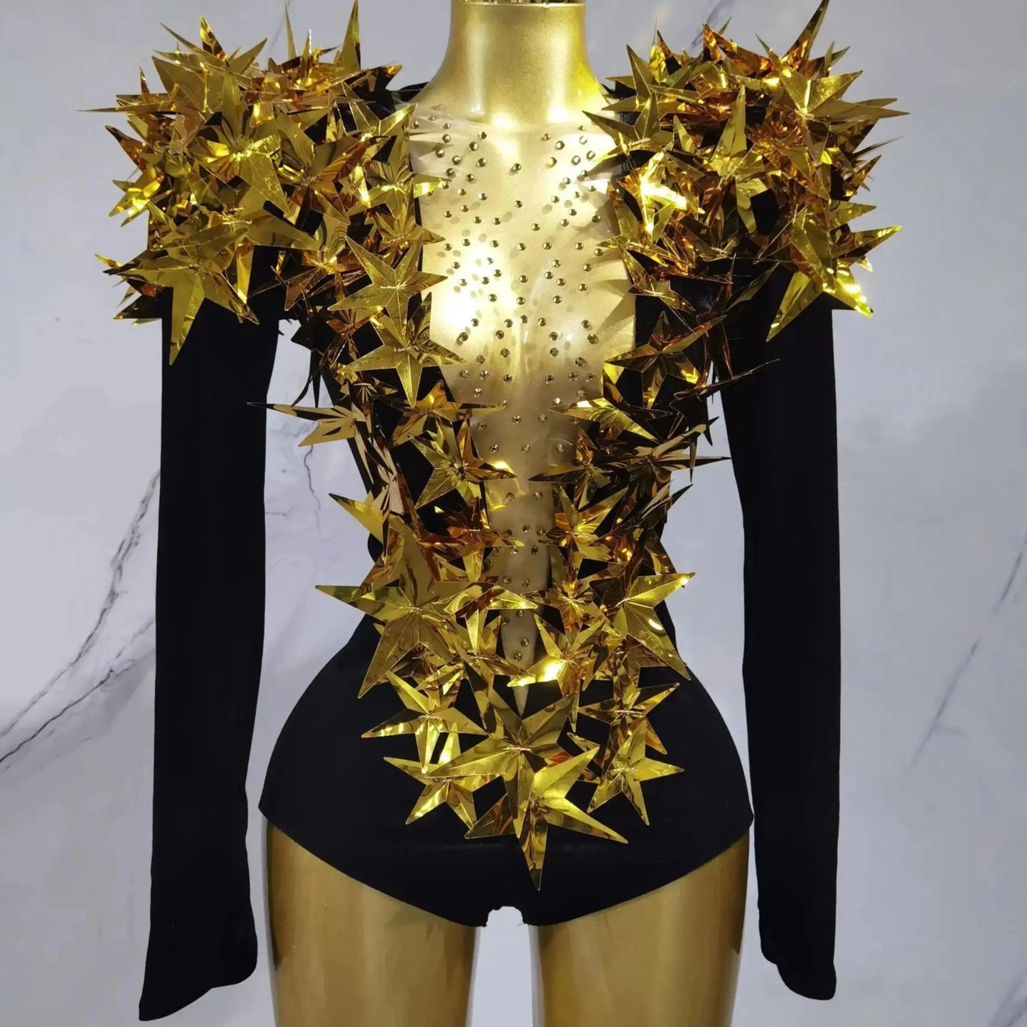 2025 New Shiny Black Rhinestone Velvet Long Sleeve Bodysuit Women Evening Party Club Gala Hosts NightClub Bar Stage Costumes luvshop24