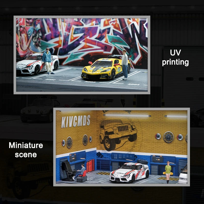 1/64 Garage scene Model Scene with Light Version Simulation Model Scene Decoration Collect (Excluding dolls and car models) luvshop24