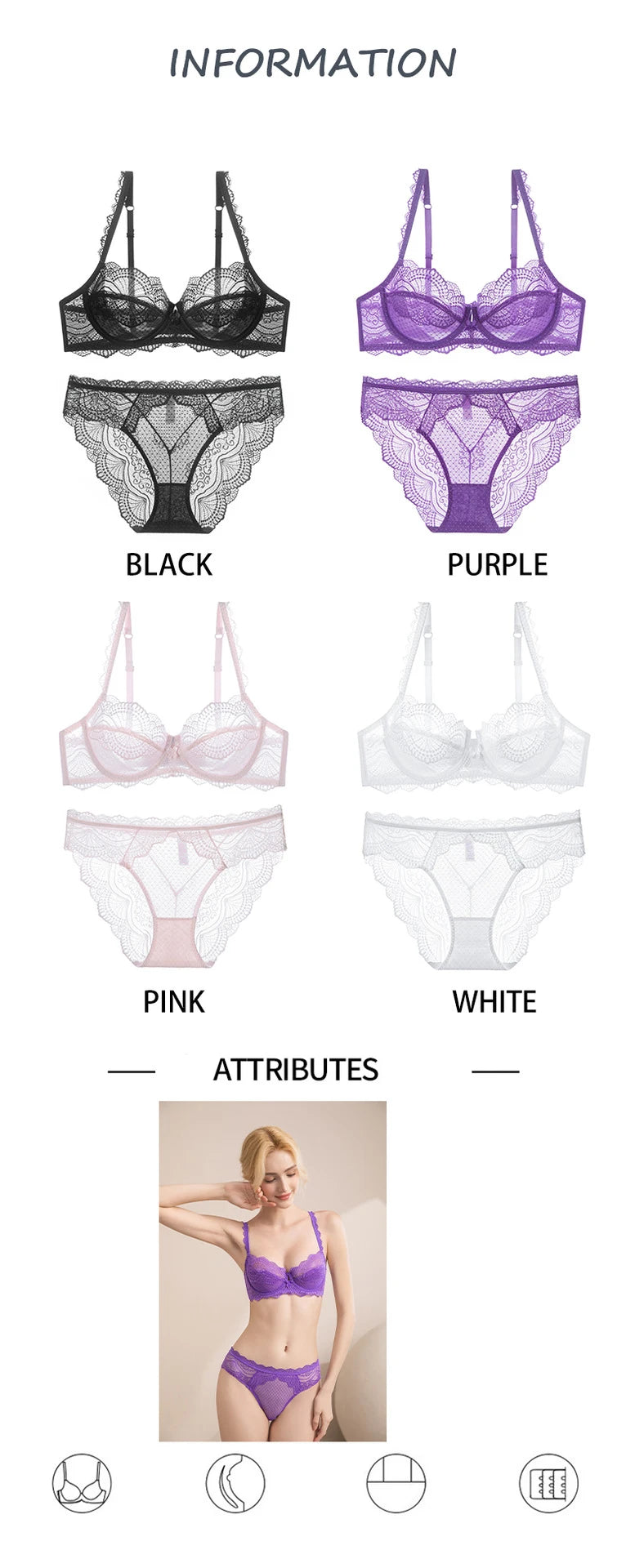 Logirlve Sexy Ultra-thin Lingerie Bra Panties Sets Transparent Brassiere Underwear Set Plus Size Women Lingerie Set Lace Bras luvshop24