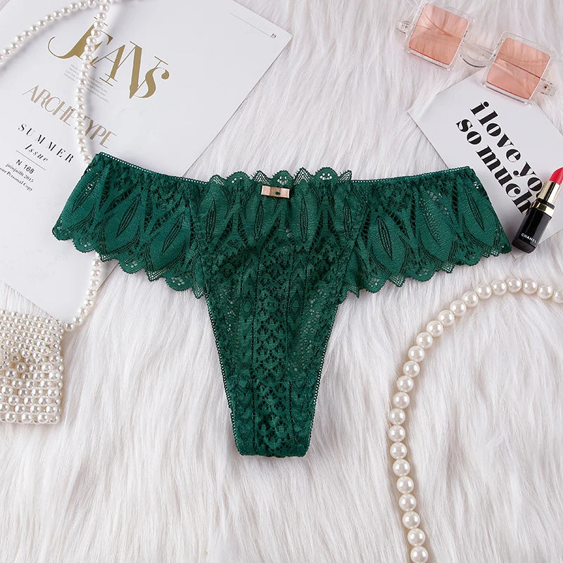 Hollow Out Lace Sexy Girls G String Panties Women Briefs Transparent Thong Thin Underwear Female Low Waist Lingerie Size S-XL luvshop24