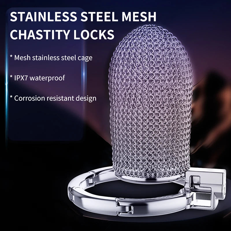 Male Metal Mesh Chastity Cage Sexy Adult Man Chastity Device Cock Cage Adjustable Penis Ring Chastity Lock BDSM Sex Toys For Men luvshop24