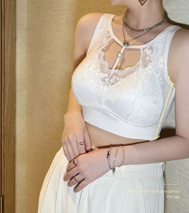 1pcs Lace Sexy Bra No Steel Ring Comfortable Full Cup Large Size Bra Vest Bra One Gather Anti Sagging Underwear luvshop24
