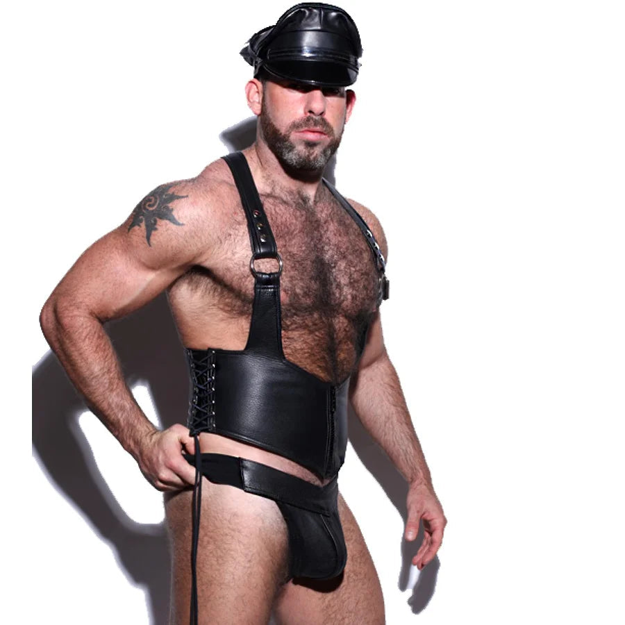 Man Sexy Body Shaper PU Fashion Corset Gay Cosplay Tight Costumes Lingerie Sheer Tops Sets Muscle Erotic Nightclub T-shirts luvshop24