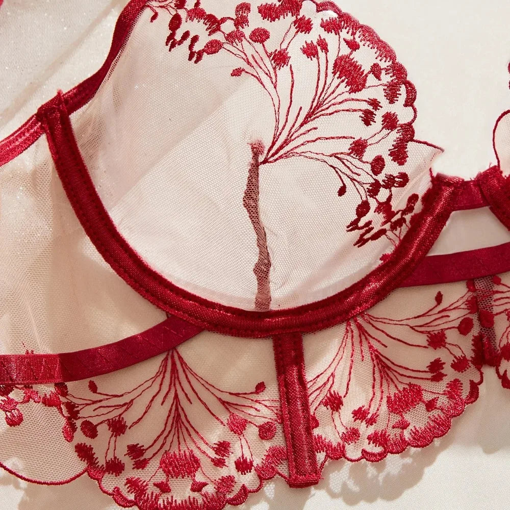 Lace Lingerie Ultra Sexy Underwear Women Set Sexy Adult Delicate Embroidery Intimate Underwear Transparent Bra Lingerie Sets luvshop24