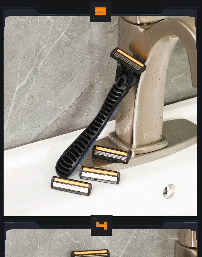 Shaver Brand New Design Men Razor Shaving Three Layer Shaver Reusable Razor Imported Blade Multi Tool Head Change luvshop24