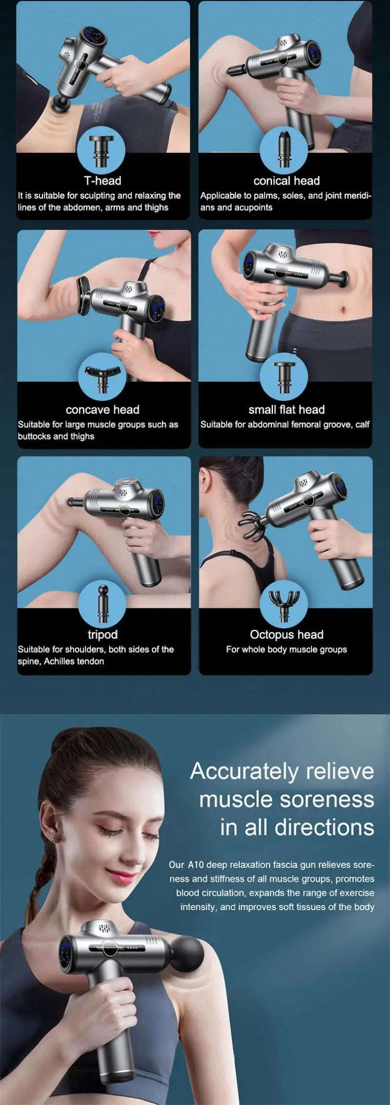 Portable Fascia Gun Vibration Massage Gun For Body Neck Back Deep Muscle Relaxation Fitness Slimming One Head luvshop24