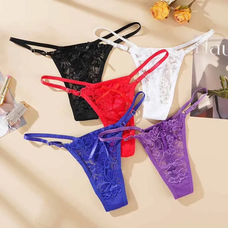 Lace Underwear for Women Low Rise Adjustable Waist Thongs Sexy Perspective G-String Female Breathable Lingerie luvshop24