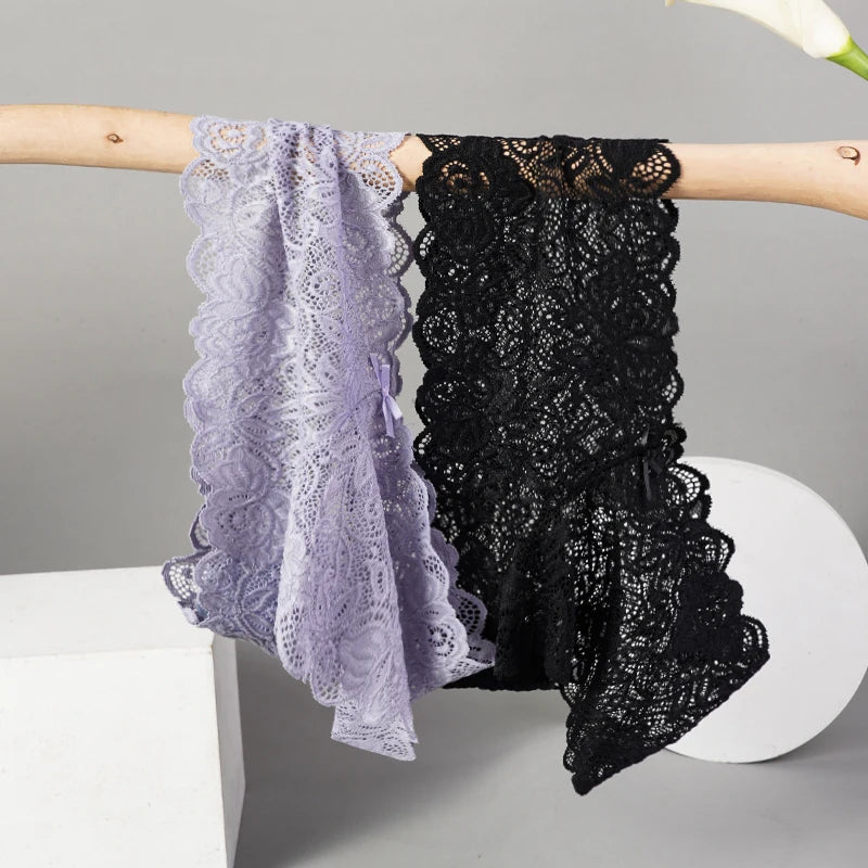 3Pcs Sexy Floral Lace Panties Women Briefs Low Waist Soft Lingerie Comfortable Female Underwear Girls Intimates Panties luvshop24