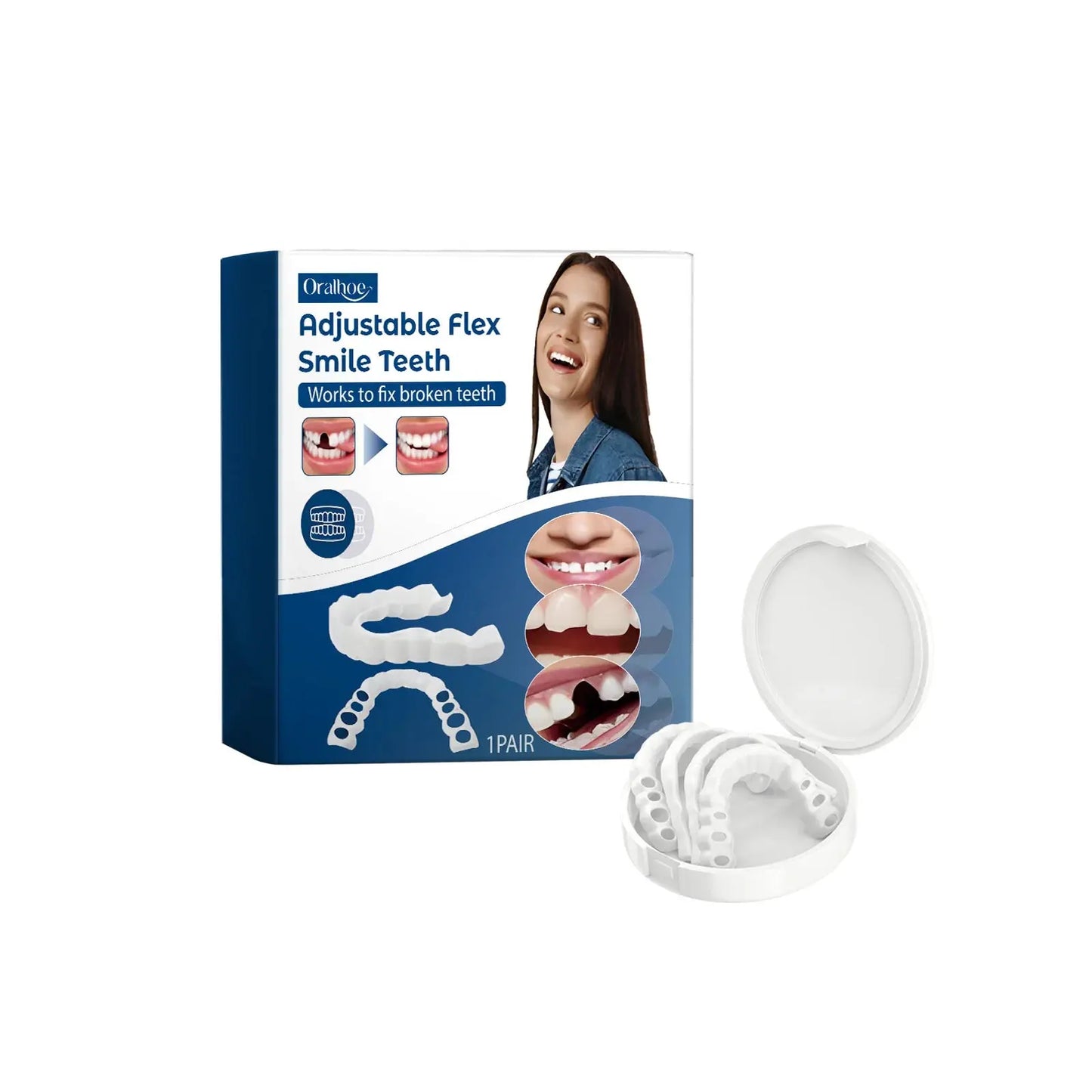Oralhoe Adjustable buckle-type dentures: simulated braces, teeth-beautifying dentures, temporary tooth filling, orthodontic care luvshop24