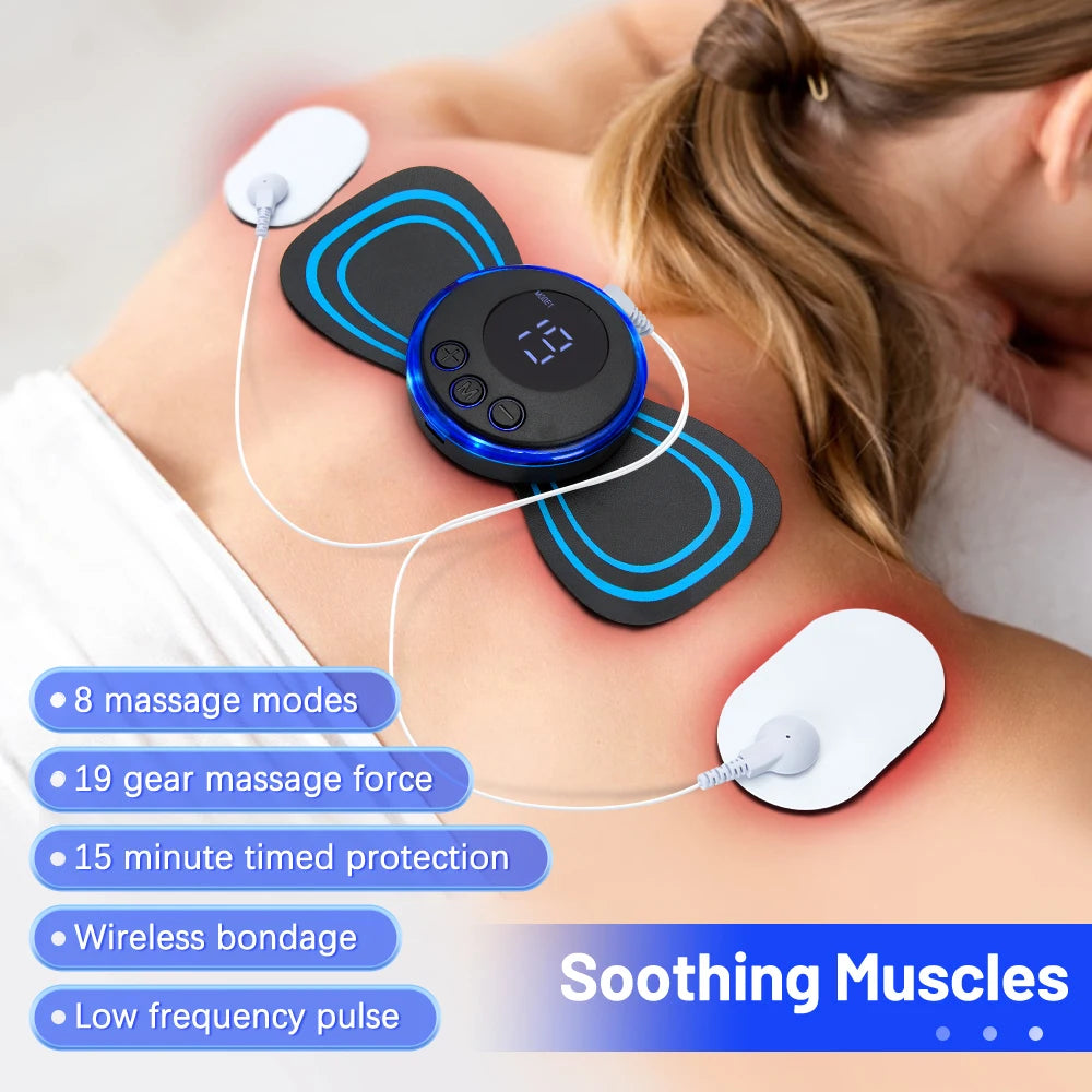 EMS Neck Massager Electric Muscle Stimulator Cervical Sticker Massage Patch Low Frequency Pulse Masajeador Pads Body Pain Relief luvshop24