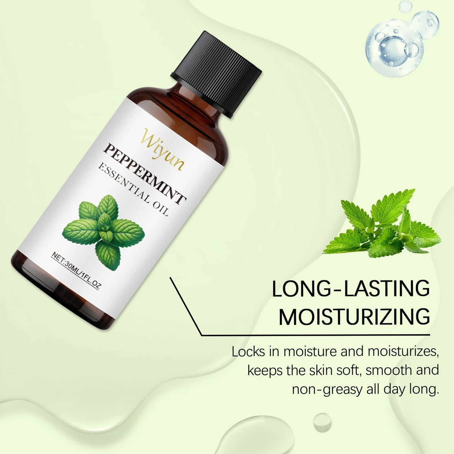 Peppermint Body Massage Oil - Cooling Moisturizing Formula For Skin Care, Lightweight Fast-Absorbing Essential Oil Blend luvshop24