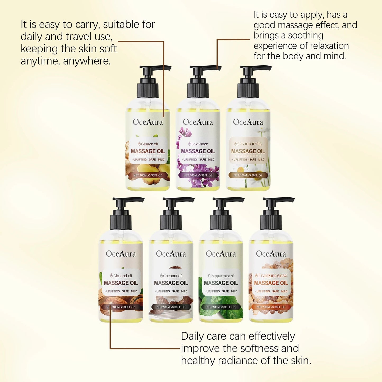 100ML Plant Body Massage Oil Dry Skin Nourishing Moisturizing Body Skin Firming Massage Natural Essential Oils luvshop24