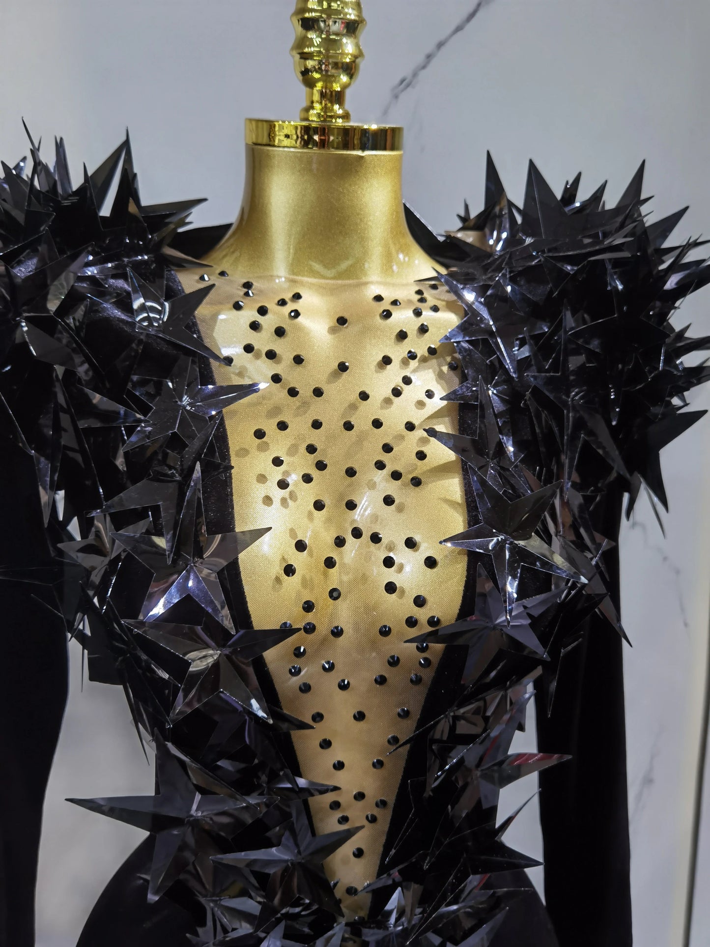 2025 New Shiny Black Rhinestone Velvet Long Sleeve Bodysuit Women Evening Party Club Gala Hosts NightClub Bar Stage Costumes luvshop24