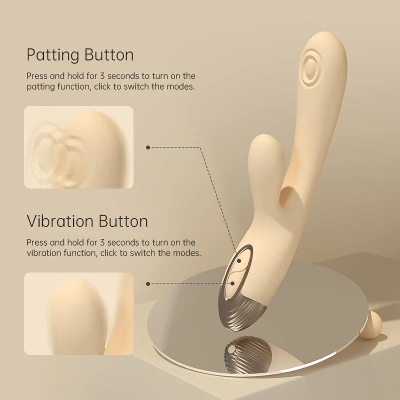 DRY WELL Rabbit Vibrator with Unique Patting Function Clitoris Stimulator Dildo with 10 Powerful Modes Dual Motor Stimulator luvshop24