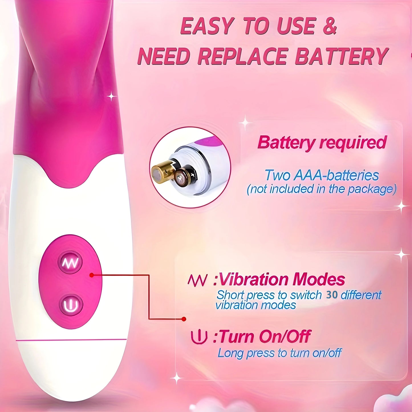 30 Speed G-spot Vibrator, Vaginal/Clitoral Massager, Sex Toys, Female Sex Toys, Adult Toys, Sexy Toys (Batteries not included) luvshop24