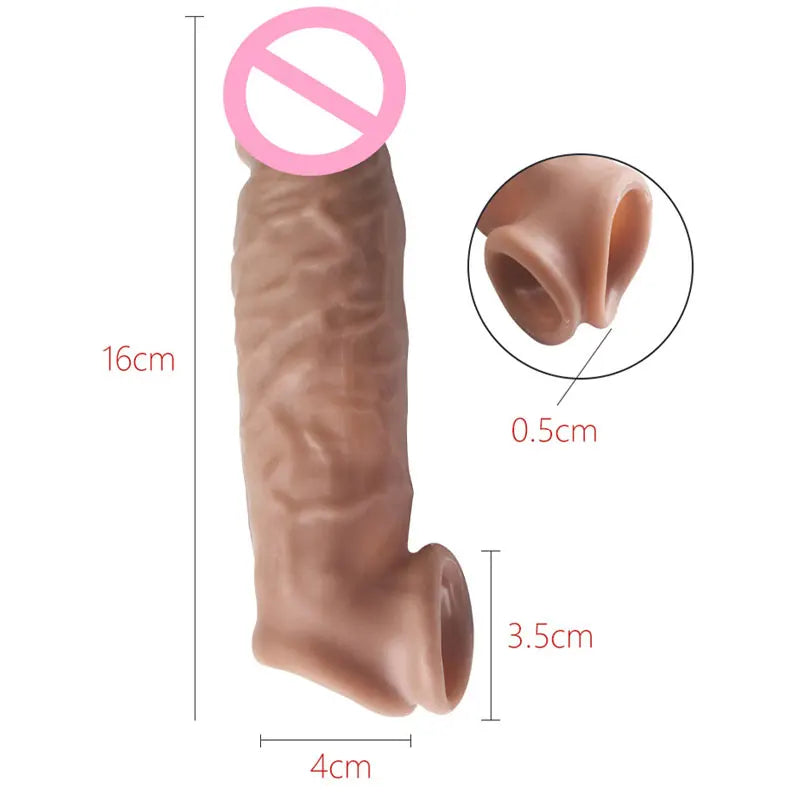 Silicone Cock Ring Soft Realistic Penis Sleeve Extender Condom Penis Ring Delayed Ejaculation Dick Cover Case Cock Header luvshop24
