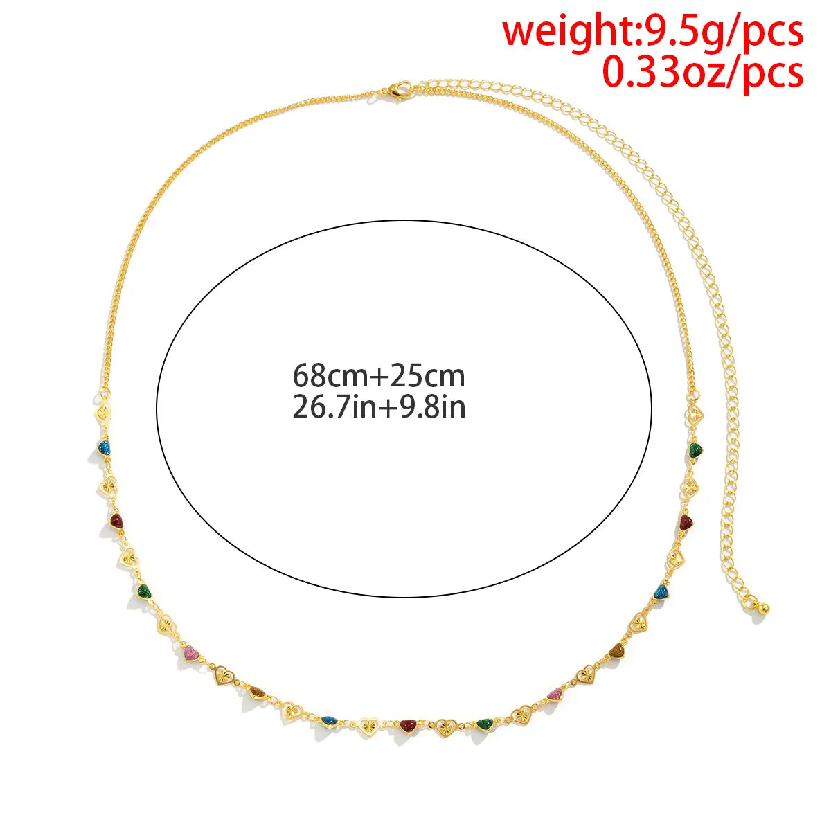 Summer Accessories Versatile Colorful Oil Drop Beads Chain Body Chain Bohemian Geometric Love Waist Chain Body Chains for Woman luvshop24