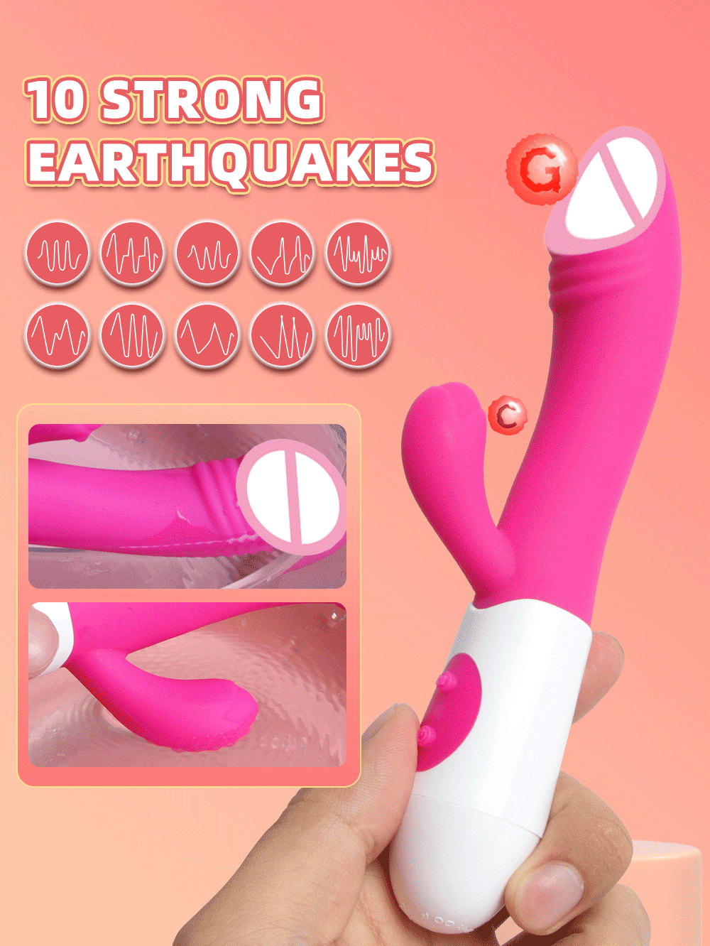 Powerful Rabbit Vibrator Dildo Dual Vibration G Spot Clitoris Stimulation Masturbators Vaginal Massager Adult For Women Sex Toys luvshop24
