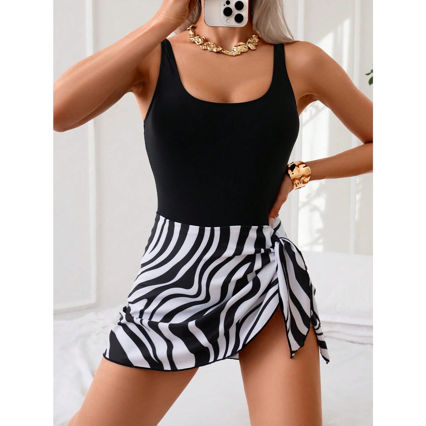 2025 New Women's Printed One-Piece Dress-Style Swimsuit - Flattering Slimming Tummy Control Swimwear for Beach luvshop24