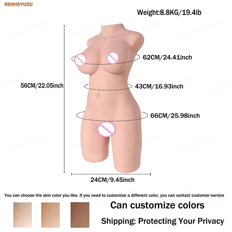 RENHEYUOU Sexy Breast Sex Doll Half Body Sex Toys Realistic Anus Male Masturbator Adult Doll Real Vagina Insertable Orgasm Toy luvshop24