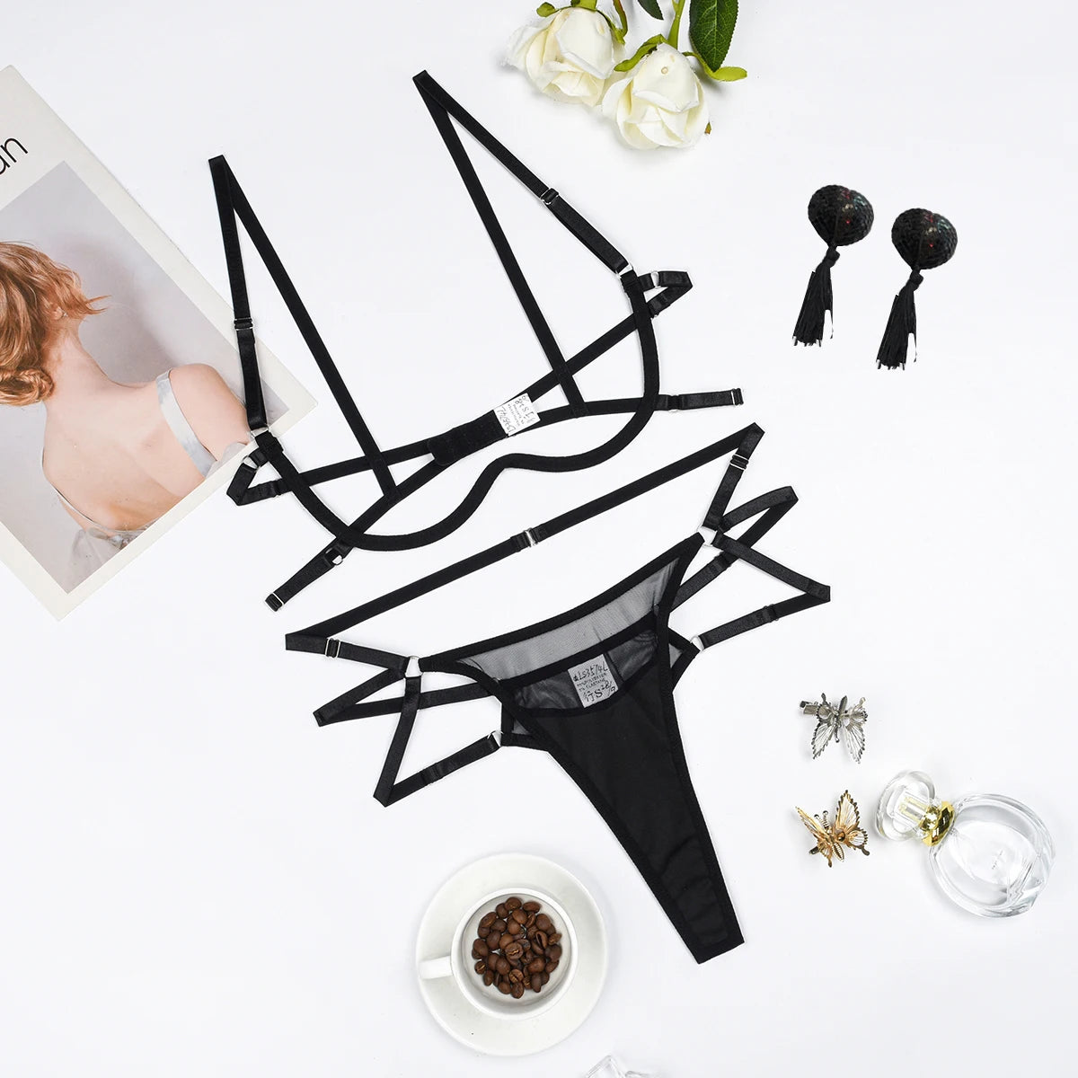MUZISKAT 2023 Hot New Three-Point Bra Set Sexy Mesh Erotic Lingerie Three-Piece Female luvshop24