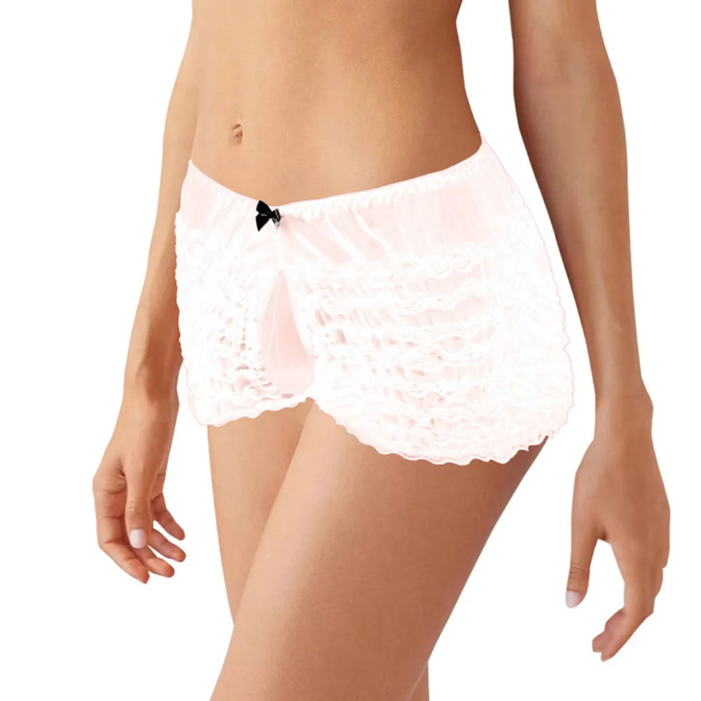 Fashion Mens Sissy Pouch Underwear Sexy Lace Briefs Knickers Shorts Underpants Male Low Rise Erotic Panties Boxers Cake Pants luvshop24