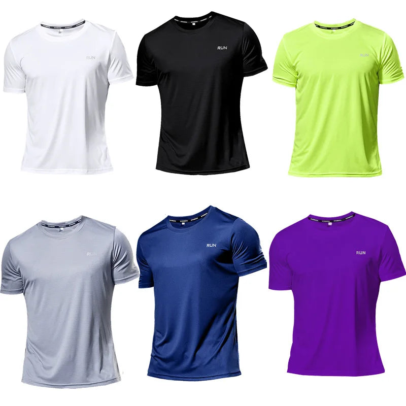 Sport Shirt 2024 Summer New 100% Polyester White Solid T Shirt Men Causal O-neck Basic T-shirt Male High Quality Running Tops luvshop24