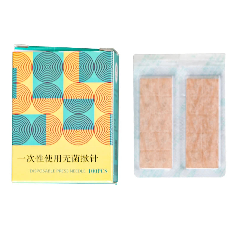 ZHONGYAN 100Pcs Ear Acupuncture Needle Disposable Press Needle for Ear Sticker Acupuncture Patches Skin Needl Massage Relaxation luvshop24