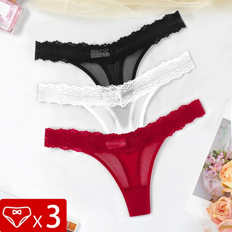 3pcs/Set Sexy Women G-string Underwear Multi Color Female Thongs Breathable Floral Panties Lady Underpants Intimate Lingerie luvshop24