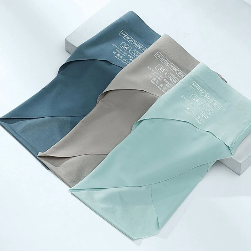 Men's Ice Silk Seamless Briefs Summer New Ultra-thin Transparent Sexy Quick-drying Trendy Breathable Underwear Panties luvshop24