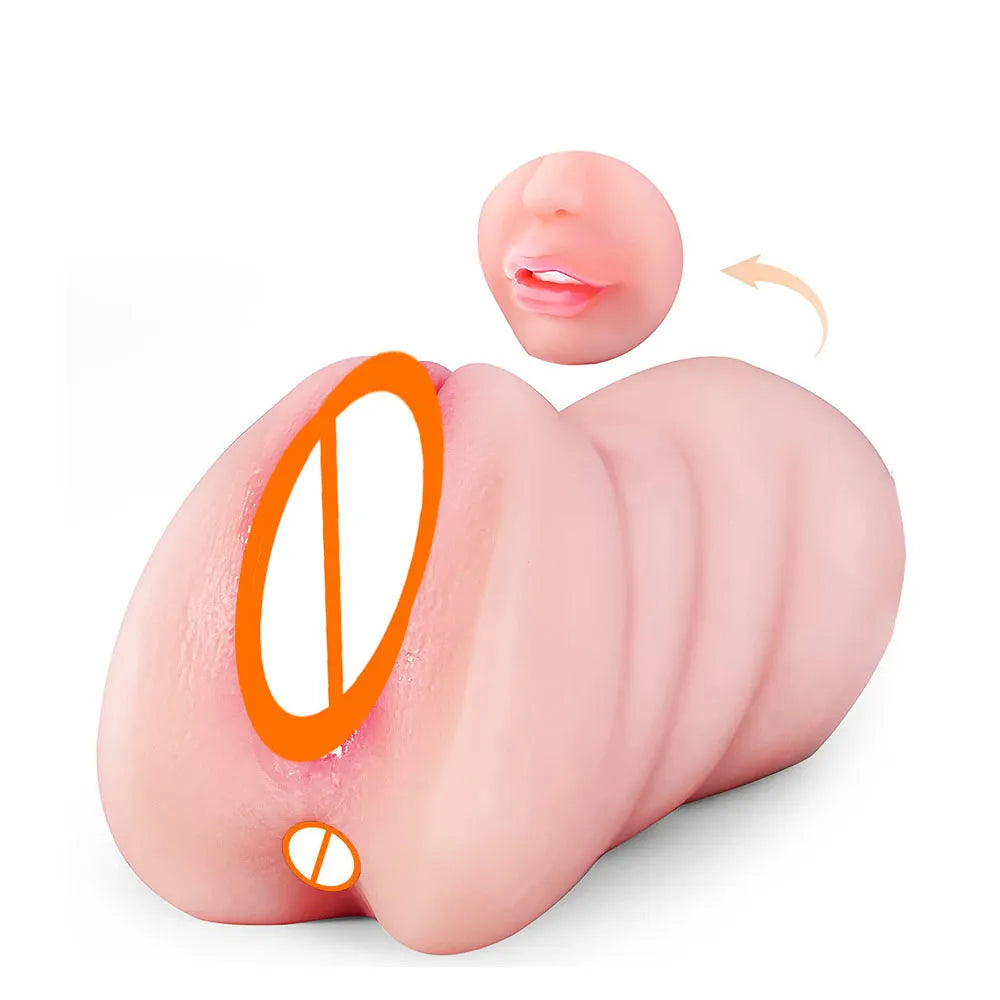 3in1 realistic mouth vagina anal plug male masturbator cup deep throat silicone dildo moves masturbation pleasure toys for men luvshop24