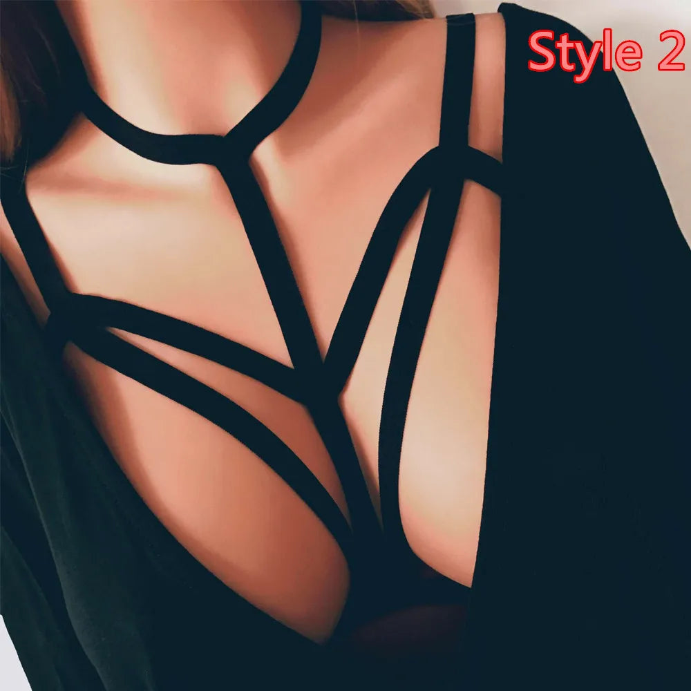 Womens Harness Bra Elastic Cage Bra Strappy Hollow Out Bra Bustier Fancy Erotic Lingerie Young Girls Erotic Sujetadores Sexys 속옷 luvshop24