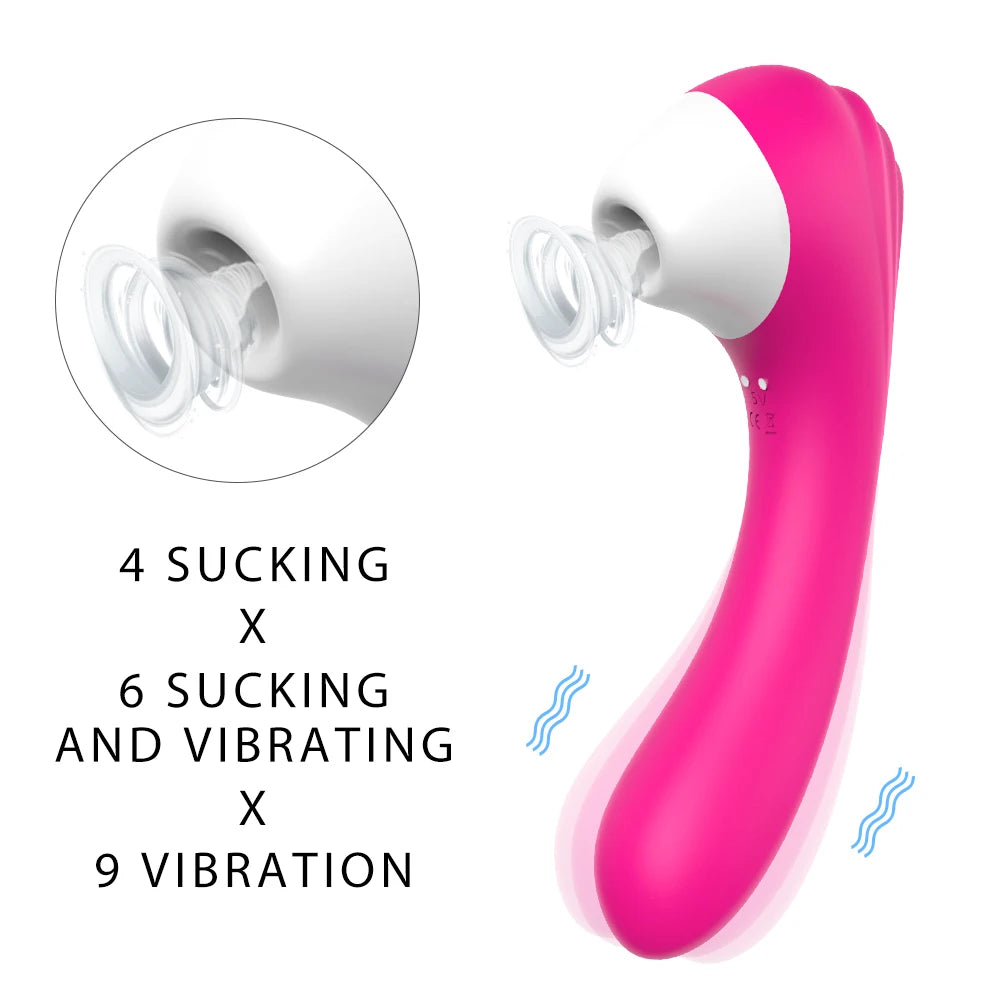 2-in-1 Clitoral Suction Cup G-Spot Vibrator Strong Vibration Dildo Sex Toy Female Dual Stimulation Female Masturbator Waterproof luvshop24