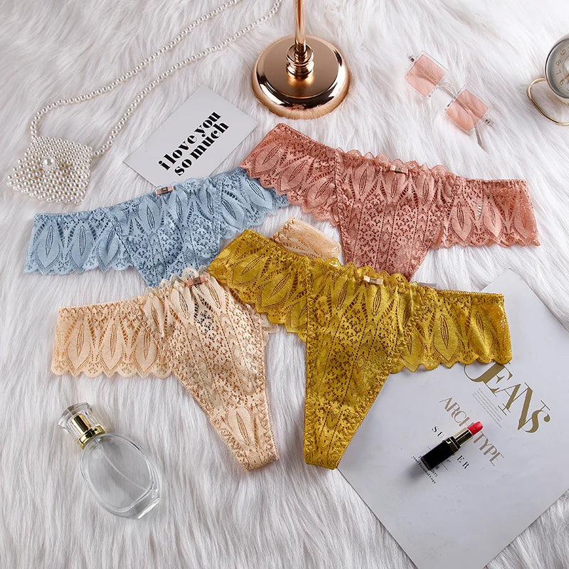 Hollow Out Lace Sexy Girls G String Panties Women Briefs Transparent Thong Thin Underwear Female Low Waist Lingerie Size S-XL luvshop24