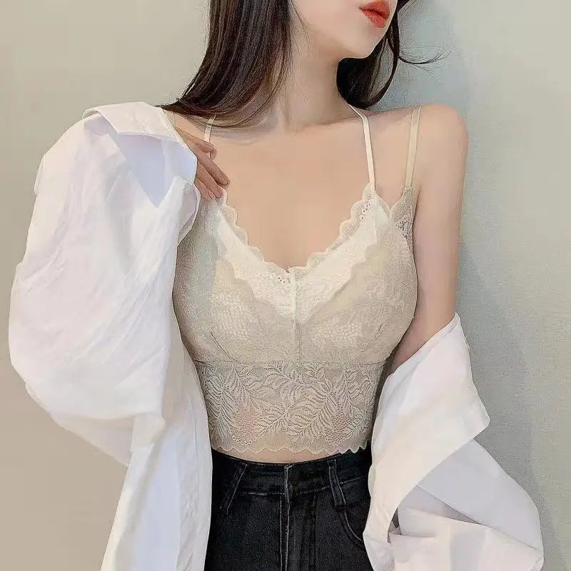 Lace Bra Women Tops Floral Lace Tanks Top Sexy Lingerie Bralette Wirefree Underwear Adjust Strap Removable Pads Camisoles luvshop24