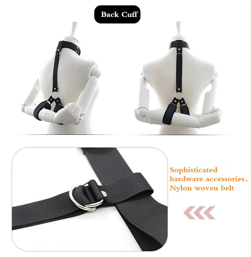 Behind Back Hand Cuffs Slave Collar BDSM Bondage Restraints Mouth Gag Harness For Women Bondage Gear Erotic Toys For Couples luvshop24
