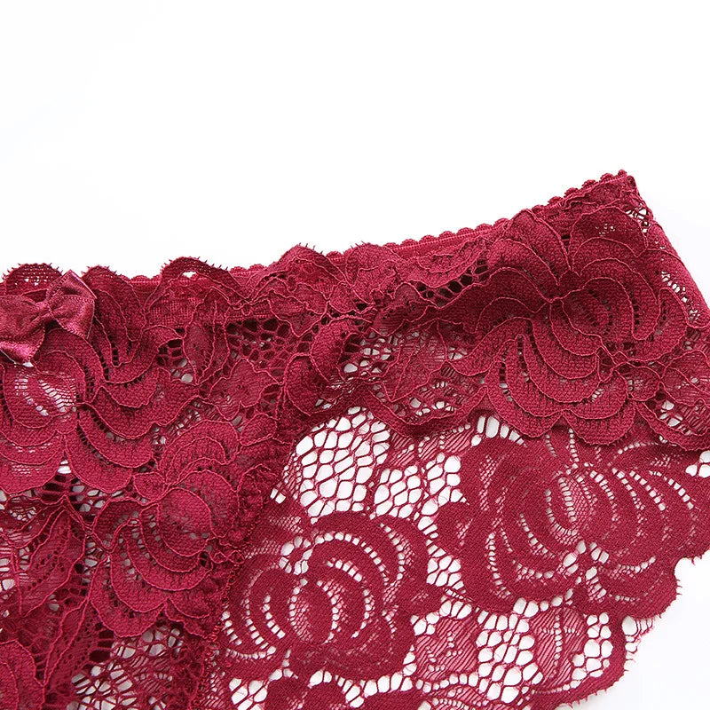 Sexy Lace Underwear Women Ultra-thin Transparent Lace Oversized Panties Female Underwear with Buttocks Low Waist Triangle Bottom luvshop24