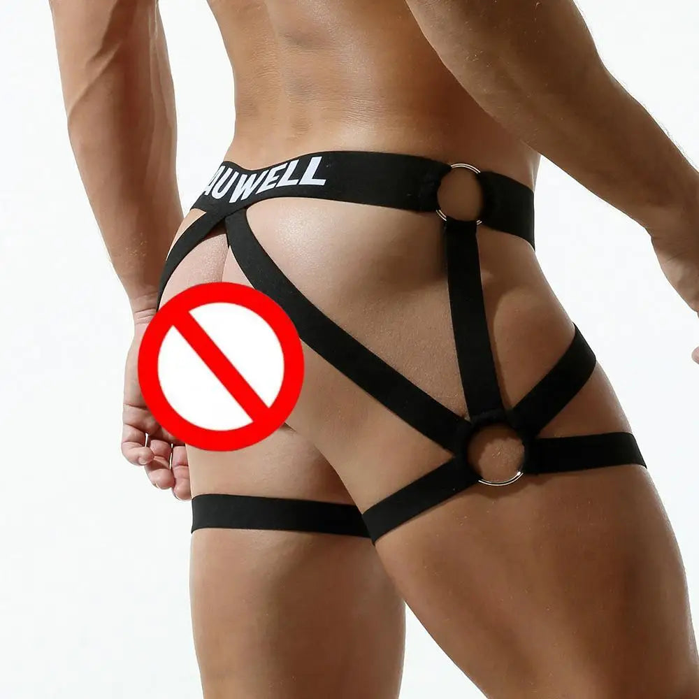 TAUWELL Mens Sexy Underwear Jockstrap Thong Bondage Lingerie Lowrise Briefs Leg Belt Thongs G-string Male Panties Gay Underpants luvshop24