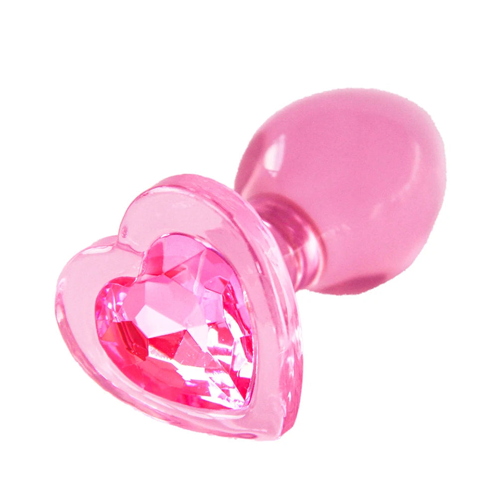 Heart Gem Anal Plug Exquisite Pink Crystal Glass Adult Masturbation Products Prostate Massager Erotic Toys For Couple Lesbian luvshop24
