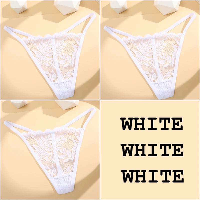 3Pcs Lace Thong For Women Low Rise Soft Intimates Lingerie Sexy Panties 6 Solid Color Ladies Comfortable Underpants Girls Panty luvshop24
