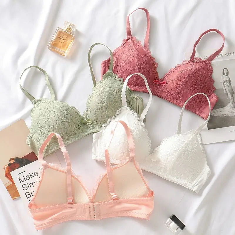 Lace Lingerie 2 Pieces Women Underwear Set 3/4 Cup Plus Size Bras Panty Brief Sets White Black Sexy Lingerie Seamless Bra Sets luvshop24