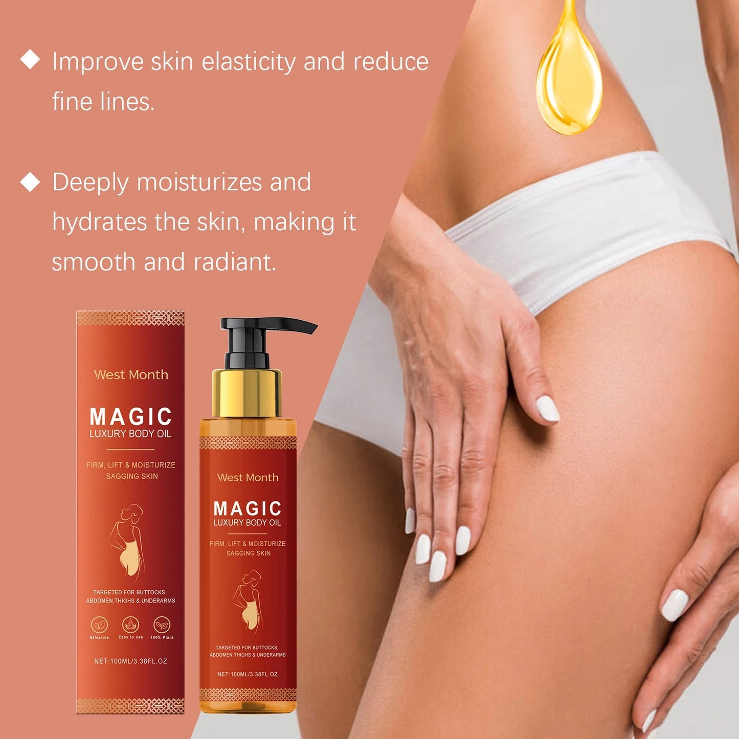 WEST MONTH Magic Luxury Body Oil for Glowing Skin Moisturizing Dry Skin Tightening Firming Chest Thighs Anti-Wrinkle Body Lotion luvshop24