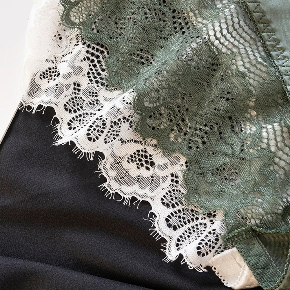 1pc Women's Sexy Lace Panties Satin Seamless Underwear Lace Mesh Sheer Low Waist Triangle Underwear Ladies Thin Breathable Brief luvshop24