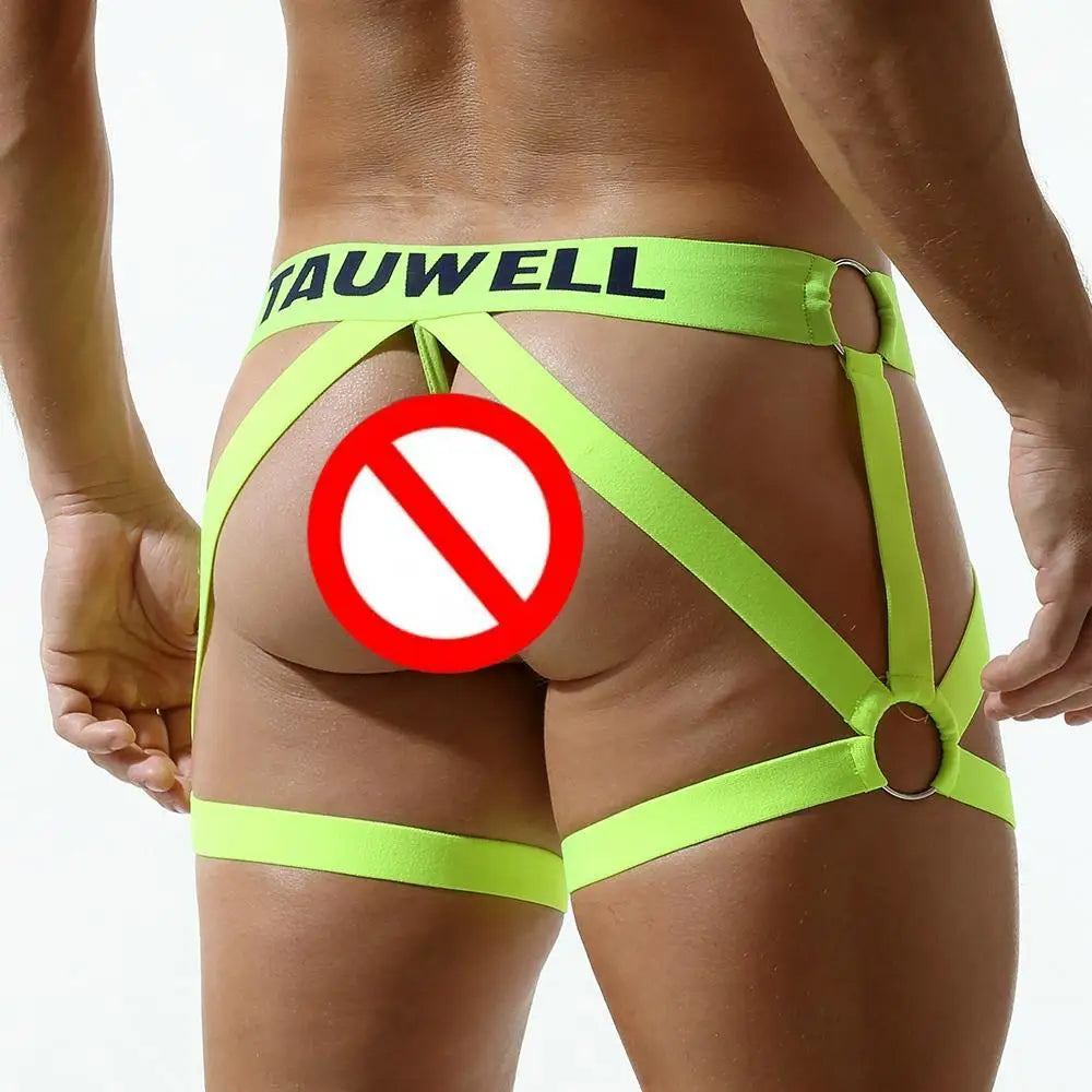 TAUWELL Mens Sexy Underwear Jockstrap Thong Bondage Lingerie Lowrise Briefs Leg Belt Thongs G-string Male Panties Gay Underpants luvshop24